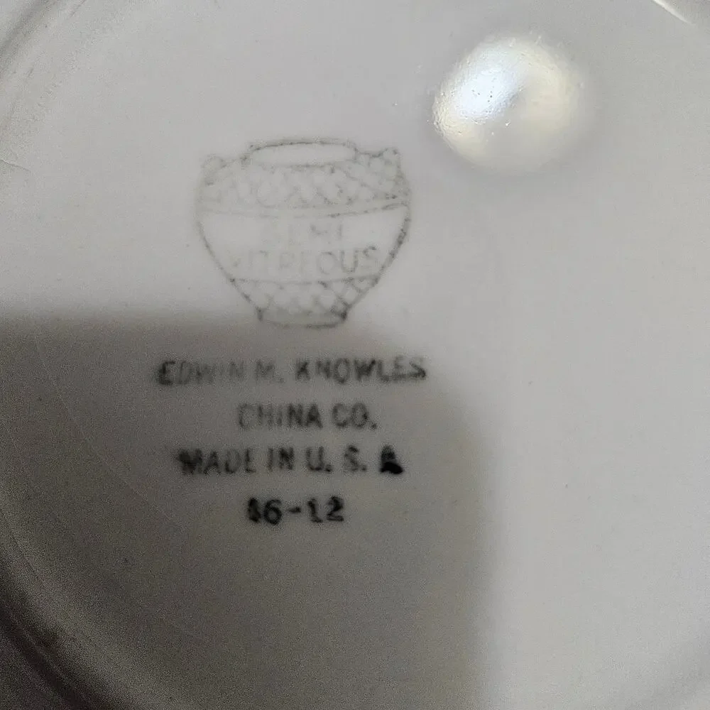 Edwin M Knowles Vitreous Floral Teacup & Saucer Set Made in USA Vintage